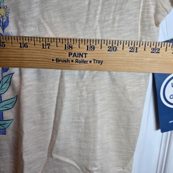 Life is Good Relaxed Tee Sunshine Womens Sz Large XL Cream Flowers Hippie Slub - Picture 12 of 13